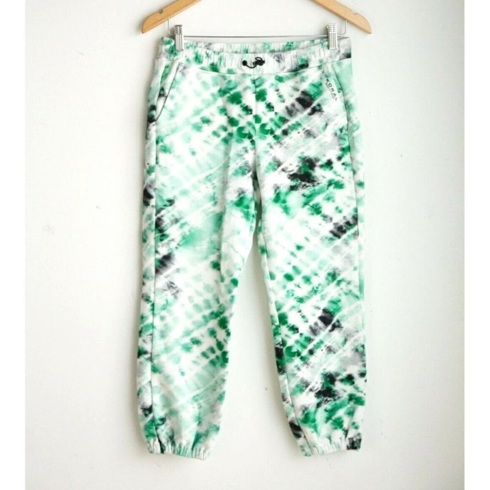 KORAL Tie Dyed Print Cropped Jogger Lounge Athleisure Pants S